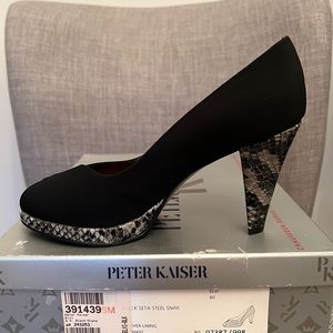 Peter Kaiser Women’s Elvi Black/Snake open toe platform pumps UK 4.5, US 7.0M